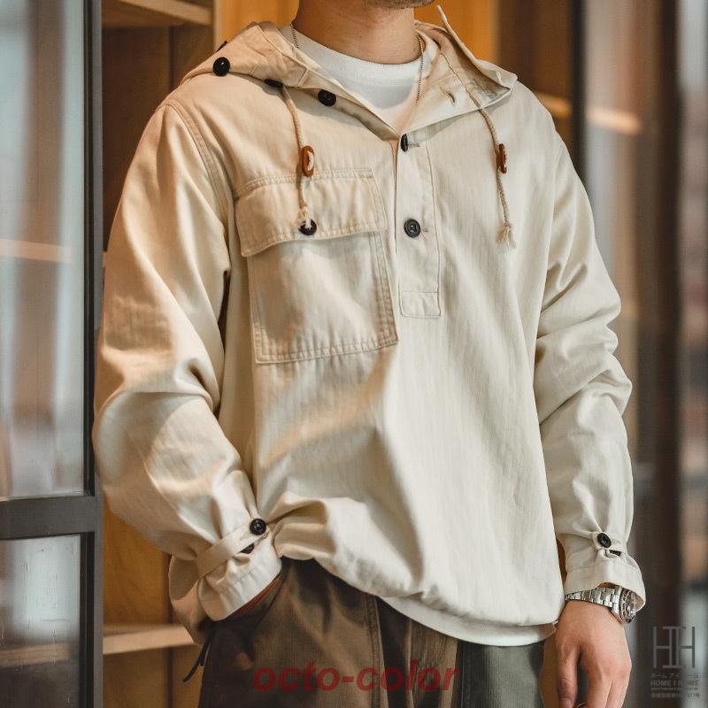 サルベージパーカー SALVAGE PARKA メンズ ヘリンボーン柄 ポケット アウター ミリタリー 大きいサイズ プルオーバー フードパーカー 綿 コットン おしゃれ 秋冬|Belinda rcp店