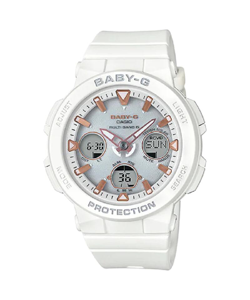 カシオ べービージー CASIO BABY-G baby-g 国内正規品 女性用 お祝い 誕生日 記念日 合格 進学 就職祝いに最適 彼女 プレゼント ラッピング無料 クリスマス ホワイトデー アナログ ソーラー電波時計 ホワイト BGA-2500-7AJF