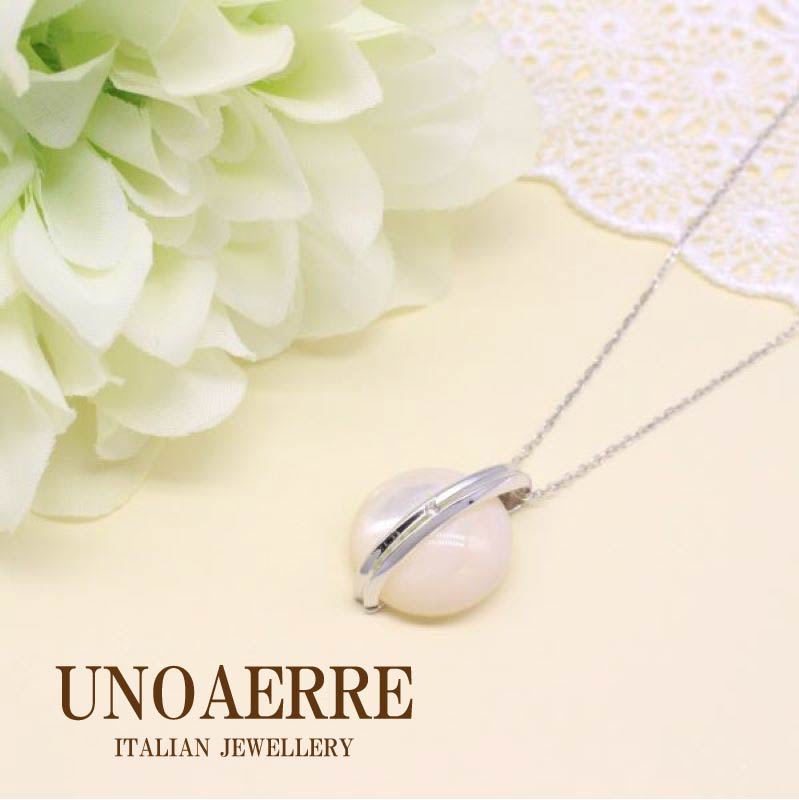 ウノアエレネックレス k18WG　ホワイトゴールド 白蝶貝 レディース 43cm UNOAERRE イタリーネックレス イタリア製 クリスマスプレゼント 妻 彼女 誕生日 記念日 お祝い 人気 ITALY ギフト ウノアエレ正規店 ラッピング無料