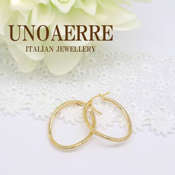 ウノアエレ ピアス K18 k18 750 イエローゴールド フープピアス UNOAERRE ITALY　イタリア製 イタリーピアス クリスマスプレゼント 妻 彼女 人気 ギフト ウノアエレ正規店 レディース 保証書 ラッピング無料