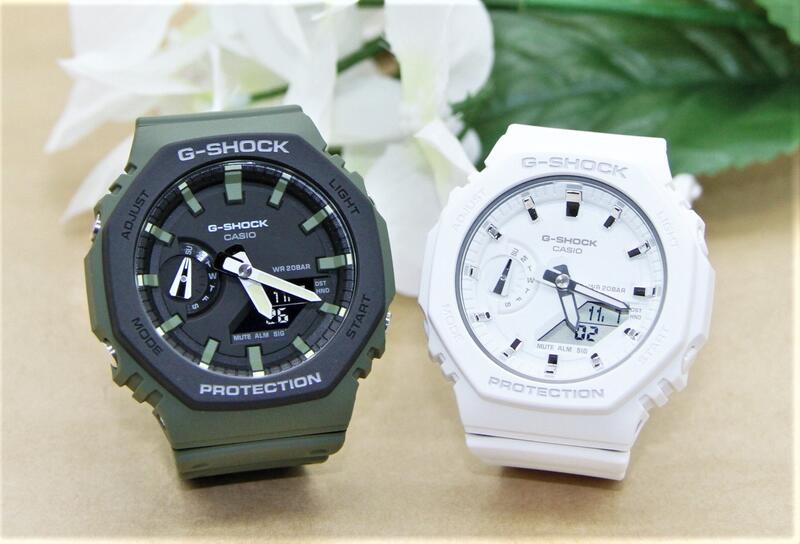 gショック ペアウォッチ カシオ 八角形 ジーショック CASIO G-SHOCK 記念日 誕生日 カップル 贈り物 クリスマス プレゼント お揃い 彼氏 彼女 夫婦 ラッピング 電池式 親子ペア 大きさ違いペア GA-2110SU-3AJF GMA-S2100-7AJF