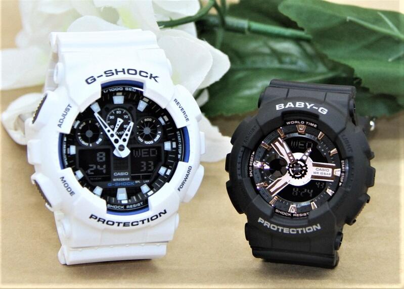 ペアウォッチ gショック CASIO ジーショック ベビージー 正規品 記念日 誕生日 カップル 贈り物 夫婦 婚約 結婚 人気 プレゼント 送料無料 ペアウオッチ gショック Gショック G-SHOCK BABY-G ペア腕時計 カシオ 2本セット GA-100B-7AJF BA-110XRG-1AJF|ベルバカンス