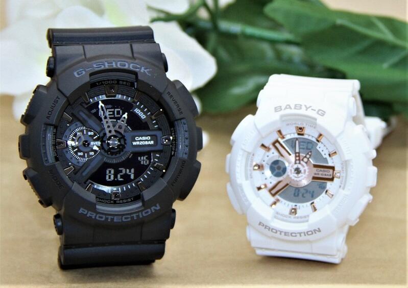 カシオ ペアウォッチ gショック ベビージー ペア腕時計 ラッピング無料 人気 結婚記念日 退職祝い お揃い 記念日 結婚祝い 彼氏 彼女 夫婦 誕生日 贈り物 クリスマス  アナログ クォーツ 黒 白 電池式 GA-110-1BJF BA-110XRG-7AJF