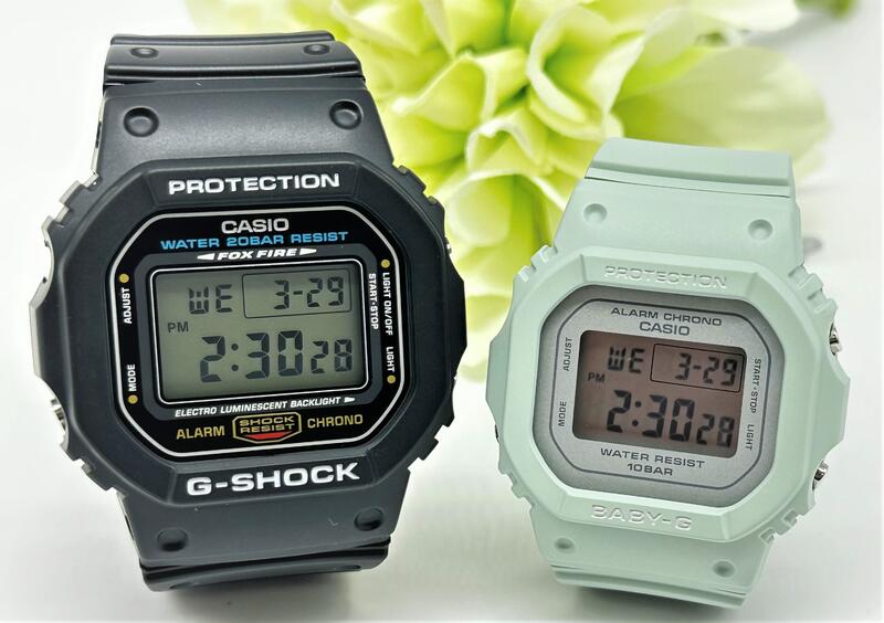 ペアウォッチ gショック CASIO ジーショック ベビージー 腕時計 正規品 記念日 誕生日 カップル 贈り物 夫婦 クリスマス 婚約 結婚 人気 プレゼント 送料無料 デジタル スクエアー ブラック&グリーン カシオ 2本セット DW-5600UE-1JF BGD-565SC-3JF｜ベルバカンス