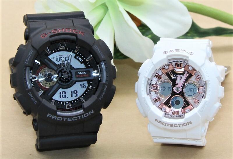 ペアウォッチ gショック CASIO ジーショック ベビージー 腕時計 正規品 記念日 誕生日 贈り物 夫婦 婚約 結婚 人気 プレゼント 送料無料 ペアウオッチ gショック Gショック G-SHOCK BABY-G ペア腕時計 2本セット GA-110-1AJF BA-130-7A1JF｜ベルバカンス