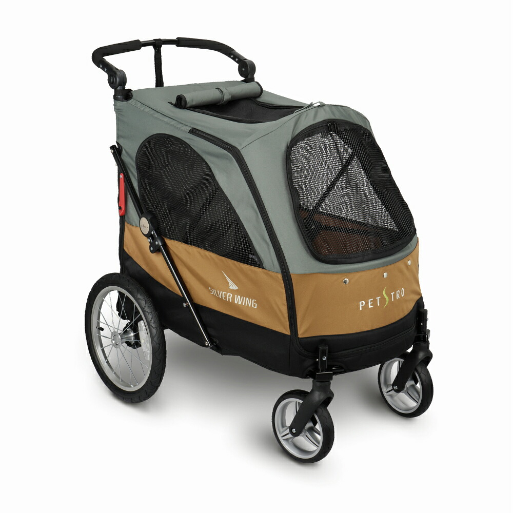 【送料無料】 ファンタジーワールド 大型 4輪バギー シルバーウイング Silver Wing ブラウン 大型犬 多頭飼い ペット用 カート 55kgまで ブラウン｜bellashop