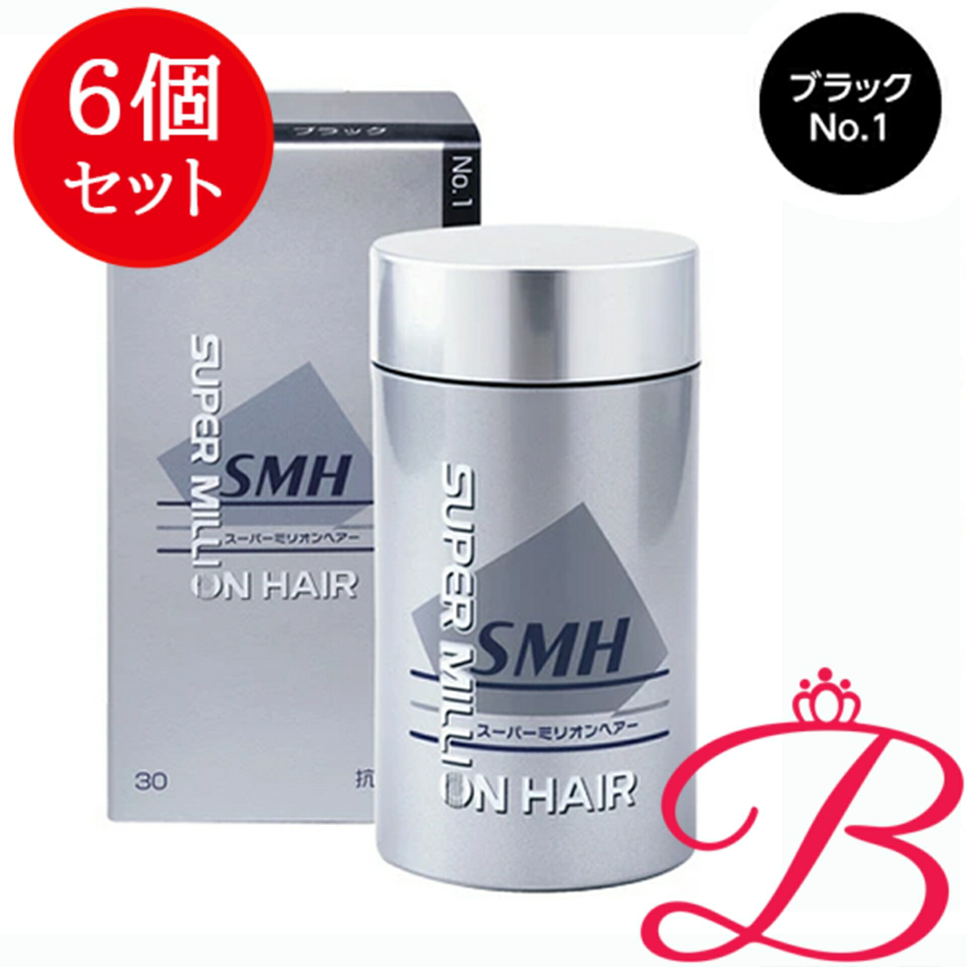 【6個】ルアン スーパー ミリオン ヘアー SMH NO.1 ブラック 30g