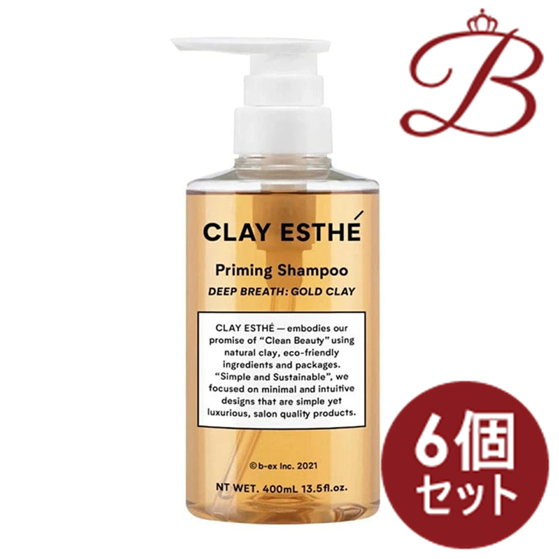 【6個仕掛ける】b-ex(ビーエックス) 粘土エステ プライミング シャンプー ゴールド 粘土 400ml