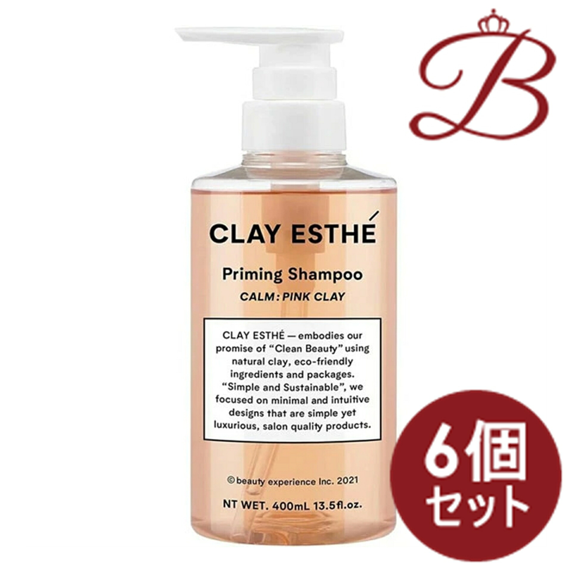 【6個仕掛ける】b-ex(ビーエックス) 粘土エステ プライミング シャンプー サクラ色 粘土 400ml