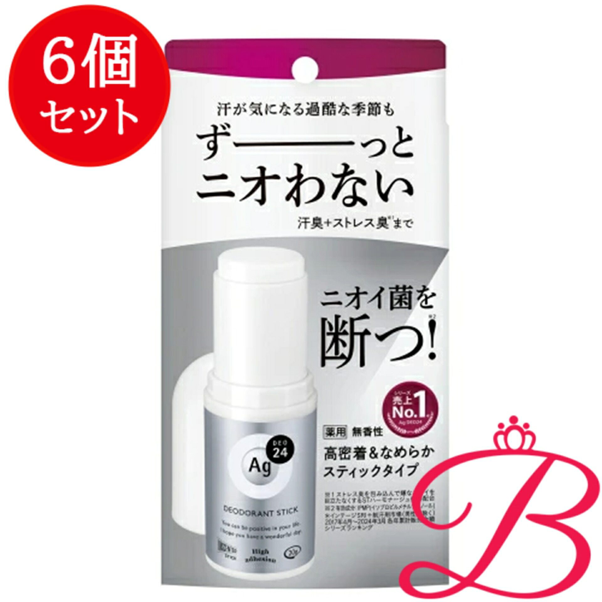 【6個】ファイントゥデイ エージーデオ24 デオドラントスティックＤＸ（無香性） 20g
