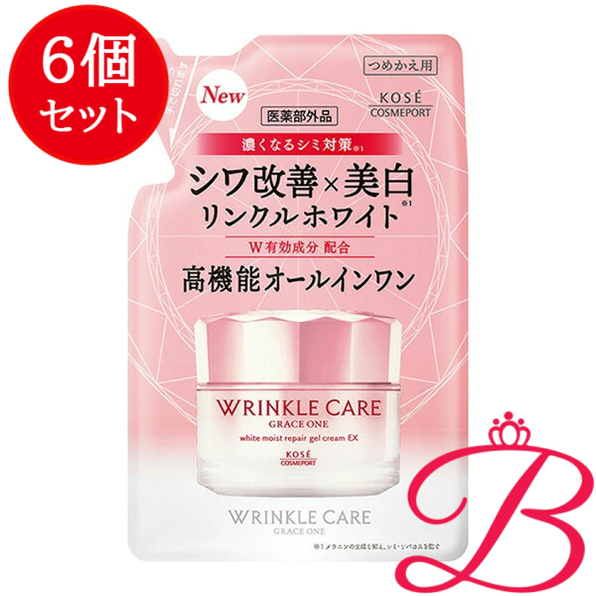 【6個】コーセー グレイス ワン リンクルケア ホワイト モイストリペア ジェルクリーム ＥＸ つめかえ 90g｜bellashop