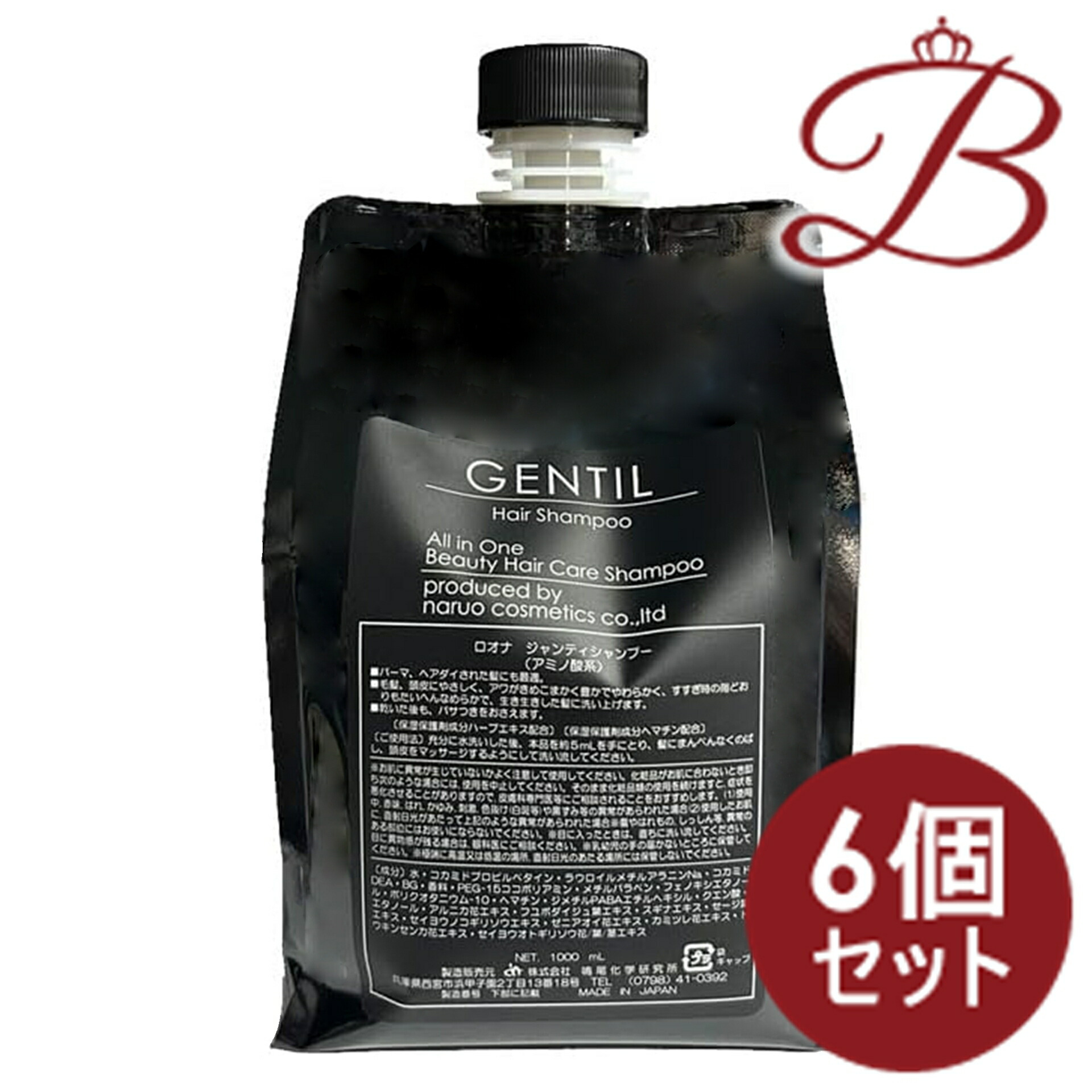 【×6個】鳴尾舎密学 ロオナ ジャンティ シャンプー 1000mL 詰替え用
