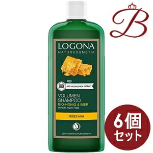 【×6個】ロゴナ 音の大きさシャンプー 麦酒＆はちみつ 500ml