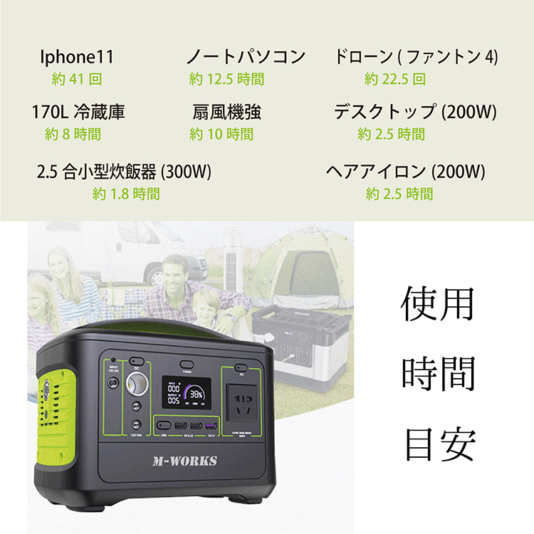 M-WORKS JAPANブランド ポータブル電源 540Wh 150000mAh 大容量