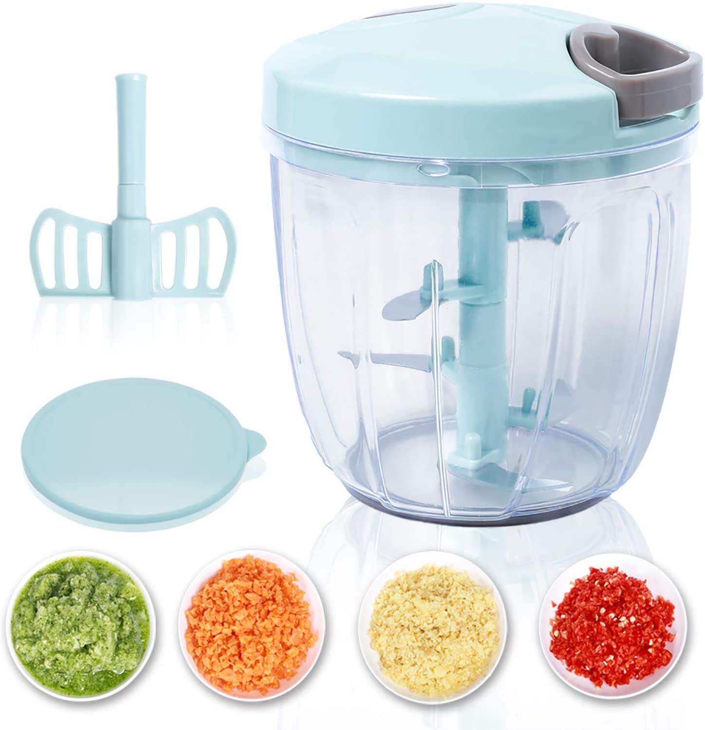 楽天市場 みじん切り器 手動 チョッパー 900ml フードプロセッサー 料理 餃子詰め 離乳食 野菜 果物 時短 収納便利 キッチン 下ごしらえ 泡立て付き アップデート Bellelife