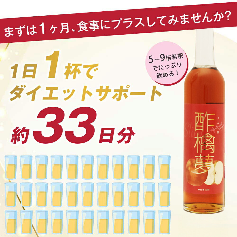 リンゴ酢 酢檎夢 スリム 無添加 国産 500ml 5倍濃縮 松田リエ 監修