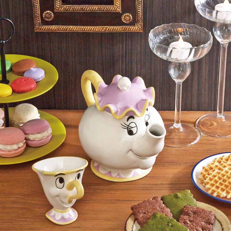 【Disney】ディズニー ティーポット＆マグカップ（美女と野獣） ◆ マグカップ（チップ） ◆ ◇ 皿 食器 キッチン ポット 茶器 茶 ティー コーヒー ◇