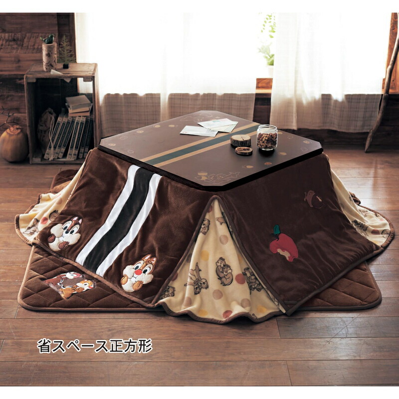格安 Disney ディズニー マイクロファイバーのアップリケ付きこたつ布団掛け敷きセット 正方形 チップ デール こたつ 炬燵 布団 ふとん セット 敷き 敷物 掛け布団 掛布団 おしゃれ かわいい デザイン あったかグッズ クリアランスバーゲン