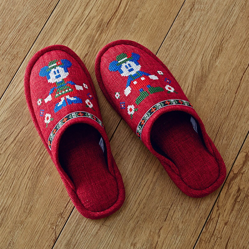 Disney ディズニー チロリアンテープ付き刺繍スリッパ ミッキー ミニー ベルメゾン スリッパ ルーム シューズ 家庭用 客用 バブーシュ Educaps Com Br