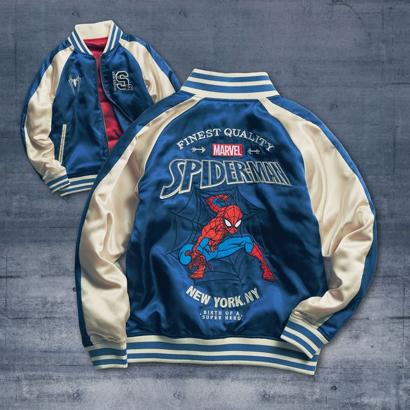 楽天市場 Marvel マーベル スカジャン スパイダーマン スパイダーマン S M L Ll ベルメゾン メンズ 服 男性 アウター ブルゾン ジャンパー コート 上着 男女兼用 ユニセックス おそろコーデ ペアコーデ ベルメゾン Disney Fantasy Shop