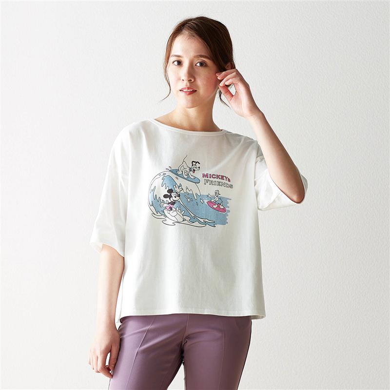 楽天市場 Disney ディズニー オーバーサイズのプリントｔシャツ 選べるキャラクター オフホワイト S M L Ll ベルメゾン レディース ファッション カットソー トップス ｔシャツ ベルメゾン Disney Fantasy Shop