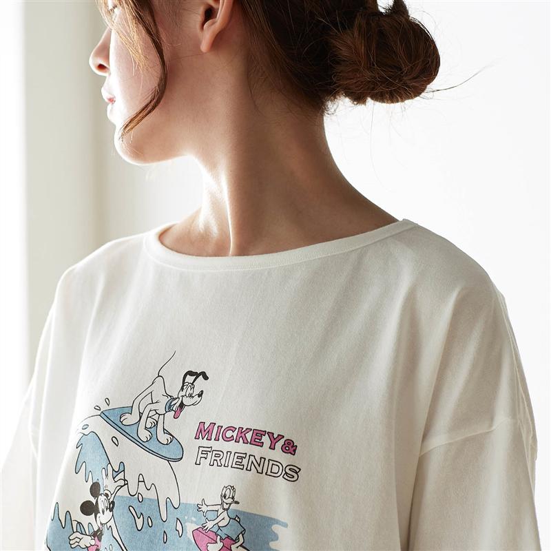 楽天市場 Disney ディズニー オーバーサイズのプリントｔシャツ 選べるキャラクター ミッキーマウス ミニーマウス S M L Ll ベルメゾン Tシャツ 半袖 綿100 コットン レディース ゆったり お揃い ミッキー ミニー くすみカラー ベルメゾン