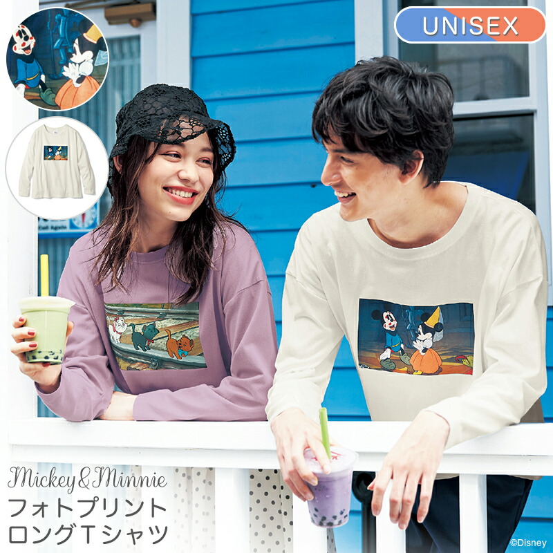 楽天市場 Disney ディズニー フォトプリントロングｔシャツ 選べるキャラクター ミッキー ミニー S M L Ll ベルメゾン レディース ファッション カットソー トップス ｔシャツ ベルメゾン Disney Fantasy Shop