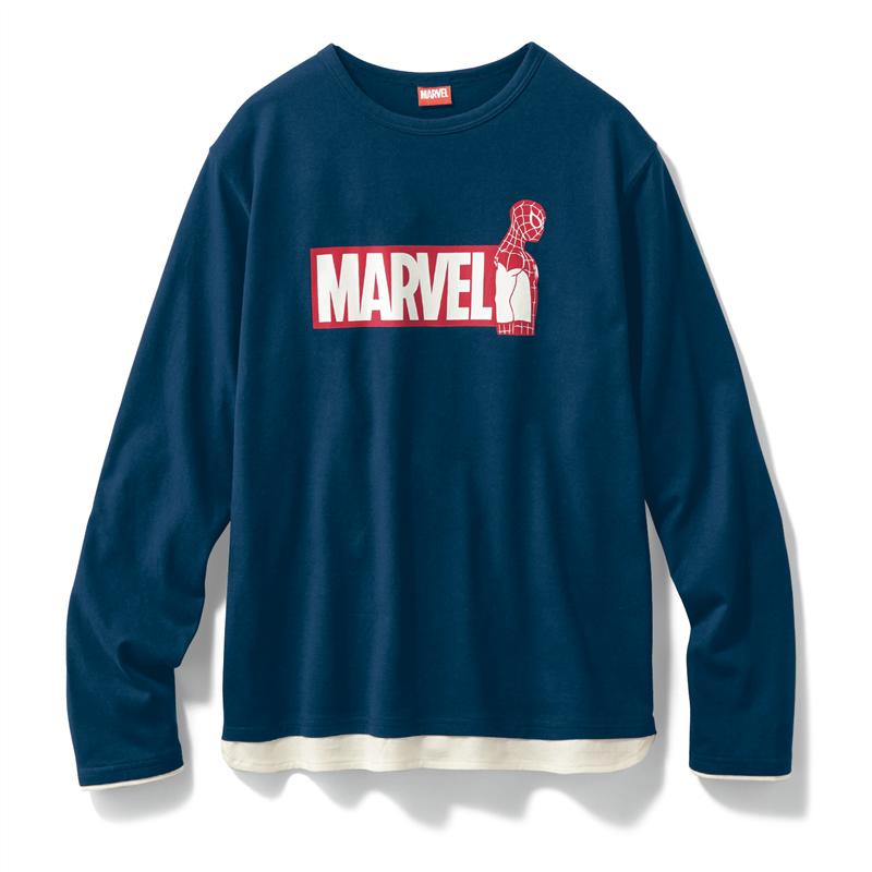 楽天市場 Marvel マーベル フェイクレイヤード長袖ｔシャツ マーベル ネイビー M L Ll 3l ベルメゾン メンズ ファッション Tシャツ カットソー トップス ベルメゾン Disney Fantasy Shop