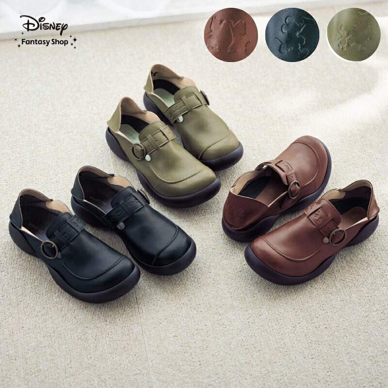 【Disney】 ディズニー ディズニー/Disney ベルトスリッポンシューズ［日本製］（ディズニー／リゲッタ）（選べるキャラクター） ◆ ミッキーマウス チップ＆デール くまのプーさん ◆ ◇ レディース 女性 シューズ 靴 カジュアルシューズ レディースカジュアル カジュアル画像