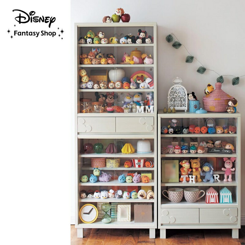 ◆ 高さ156.5 ◆【Disney】 ディズニー ダブル棚板 コレクション キャビネット「 ミッキーモチーフ 」「 ナチュラル ホワイト 」◇ 収納 収納キャビネット 棚板 棚 ラック チェスト インテリア リビング収納 子供部屋 リビング キャビネット チェスト 棚 新生活 収納 ◇｜ベルメゾン／Disney Fantasy Shop