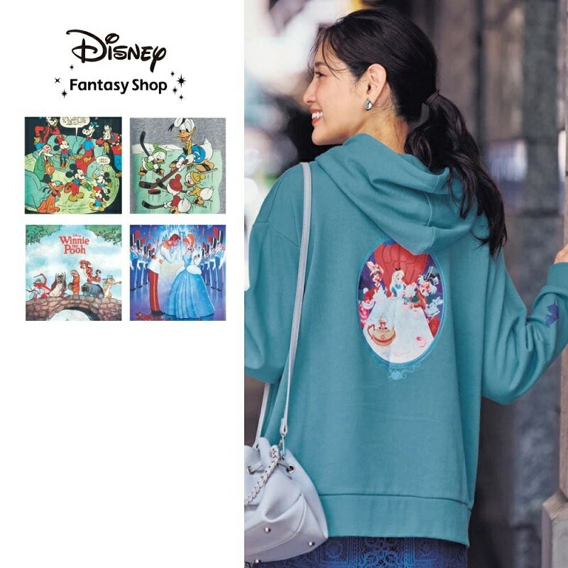 【Disney】 ディズニー ユニセックス裏毛プルパーカ（選べるキャラクター） ◆ S M L LL 3L ◆ ◇ トップス パーカ パーカー スウェット ミッキー＆フレンズ ドナルドダック くまのプーさん ふしぎの国のアリス シンデレラ プルパーカ パーカ 上着 長袖 秋冬 春 秋