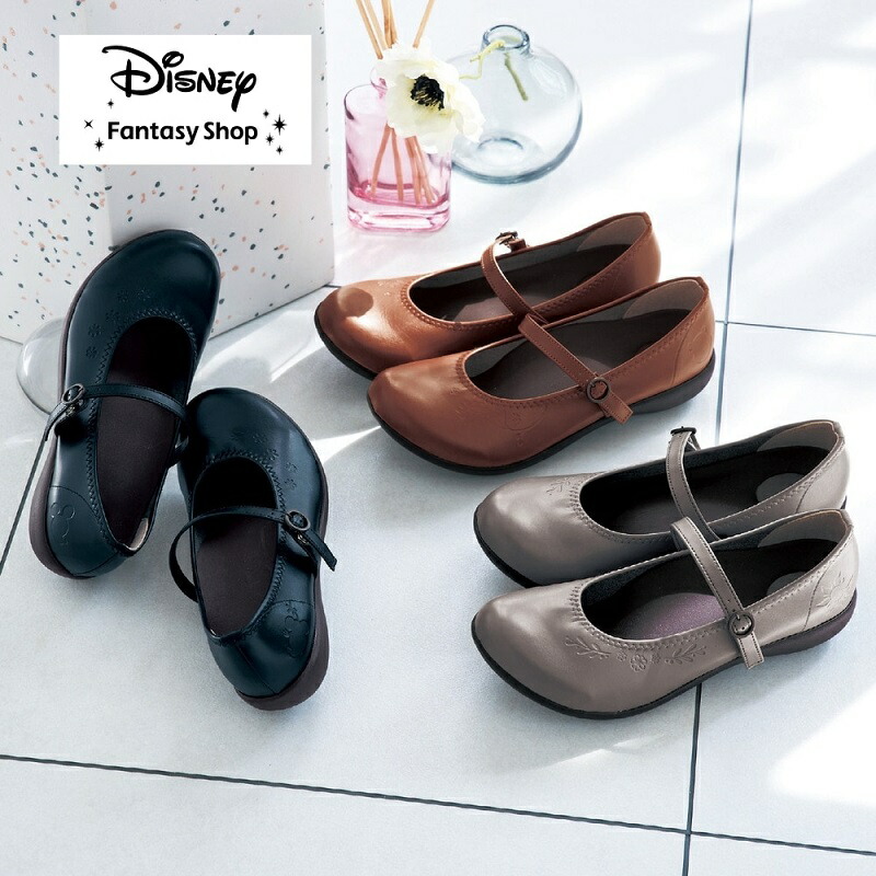 【Disney】 ディズニー ストラップバレエシューズ［日本製］（ディズニー／リゲッタ）「ミッキー＆ミニー ラプンツェル くまのプーさん」◆S M L LL ◆ ◇ レディース 女性 シューズ 靴 バレエシューズ バレエ レディースシューズ ストラップパンプス ローヒール リゲッタ ◇画像