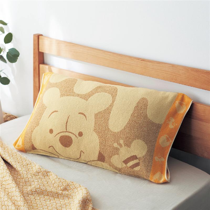 【Disney】 ディズニー のびのび枕カバー「くまのプーさん」◇ 寝具 カバー 枕 枕カバー 43×63cm タオル地 タオル のびのび 綿100％ キャラクター プーさん ベルメゾン ◇ 単品画像