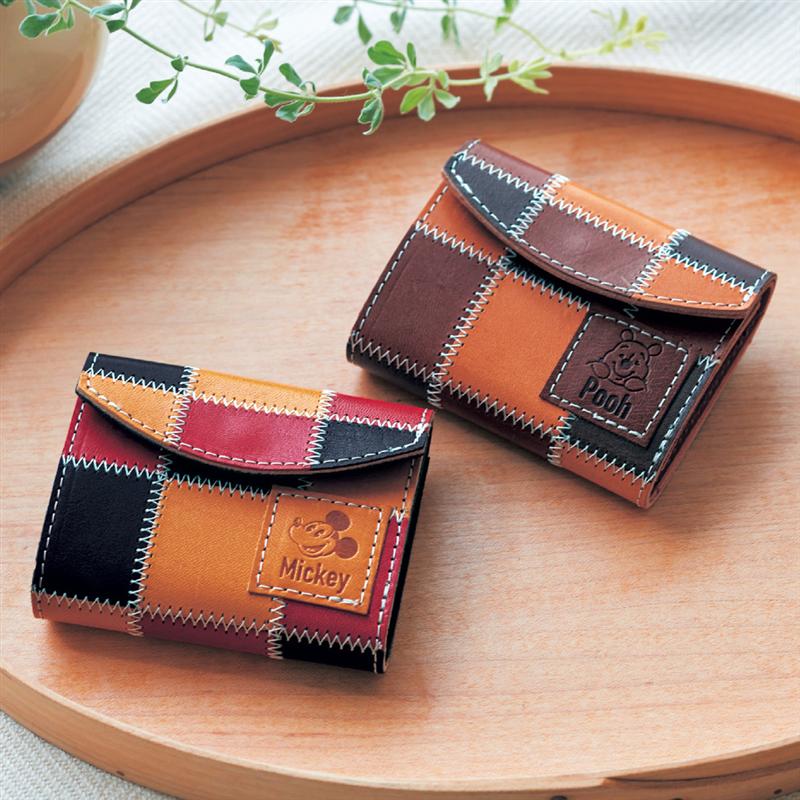 【Disney】 ディズニー 栃木レザー製牛革の3つ折りミニウォレット［日本製］◆ ミッキーマウス くまのプーさん ◆ ◇ レディース 女性 レディース用 女性用 女 ファッショングッズ ファッション雑貨 財布 サイフ ミニ ミニ財布 本革 プーさん グッズ ◇画像