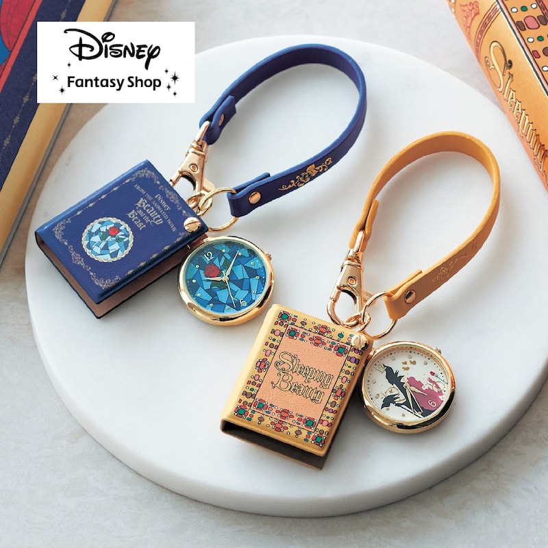 【Disney】 ディズニー ストーリーブック型ハングウォッチ ◆ 眠れる森の美女 美女と野獣 ◆ ◇ レディース 女性 腕時計 うで時計 ウォッチ レディース時計 レディース腕時計 キーホルダー 時計 ハングウォッチ かわいい キャラクター ◇画像
