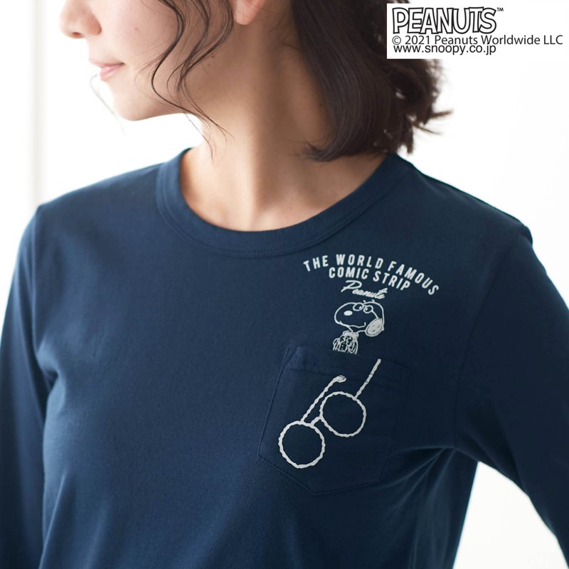 楽天市場 Belle Maison ベルメゾン スヌーピー ポケット付き長袖ｔシャツ ネイビー S M L Ll ベルメゾン レディース カットソー トップス ｔシャツ プルオーバー ロンt 春 お洒落 おしゃれ 可愛い カジュアル キャラクター 紺 ベルメゾン 大人