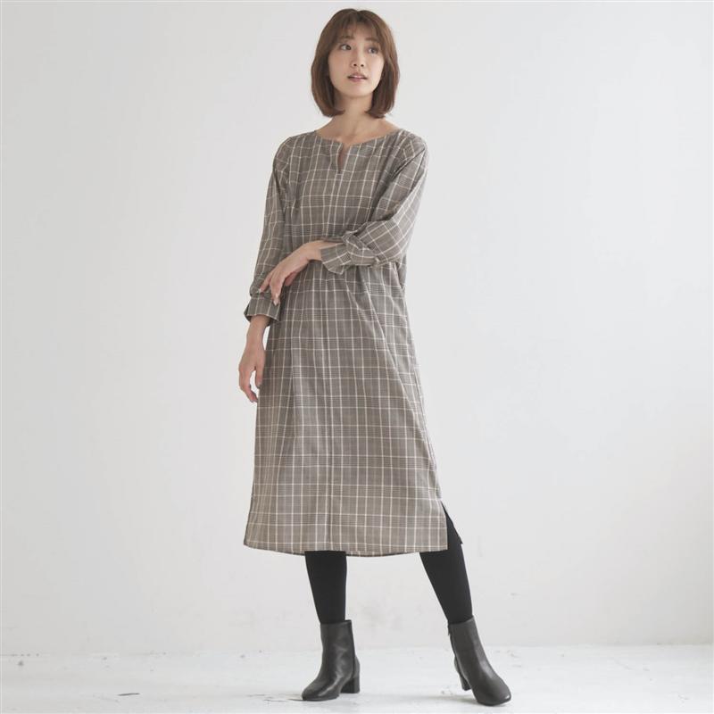 楽天市場 Belle Maison ベルメゾン 袖ねじりデザインワンピース ブラック系チェック Ll 3l ベルメゾン レディース チュニック ワンピース ロング マキシ丈 ベルメゾン 大人ファッション