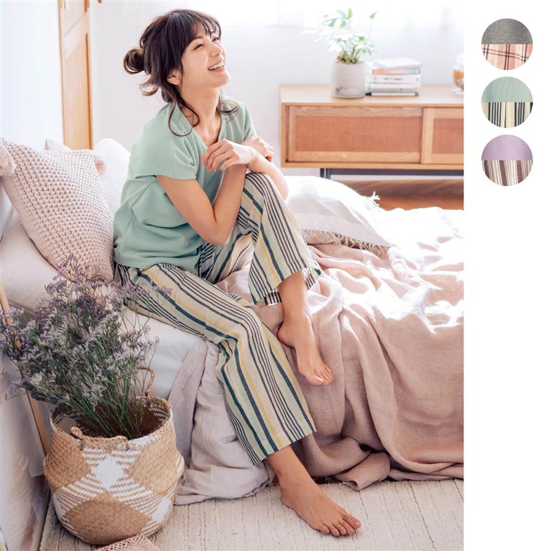 楽天市場 フロント二重ワッフル半袖 ダブルガーゼパンツパジャマ S M L Ll 3l 上下セット パジャマ ルームウェア 部屋着 レディース 半袖 半そで 夏用 Tシャツ ズボン 綿 可愛い おしゃれ ベルメゾン ベルメゾン 大人ファッション