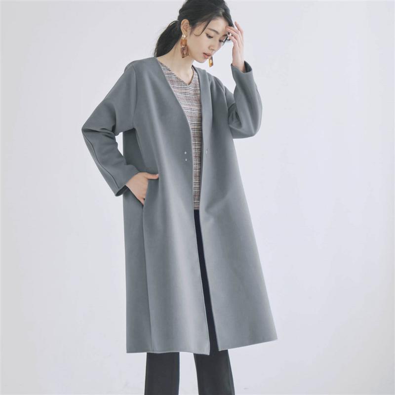 楽天市場 Belle Maison ベルメゾン ダブルフェイスノーカラーコート グレイッシュブルー S M L Ll 3l ベルメゾン レディース コート アウター ノーカラー 冬 上着 お洒落 おしゃれ きれい ベルメゾン 大人ファッション