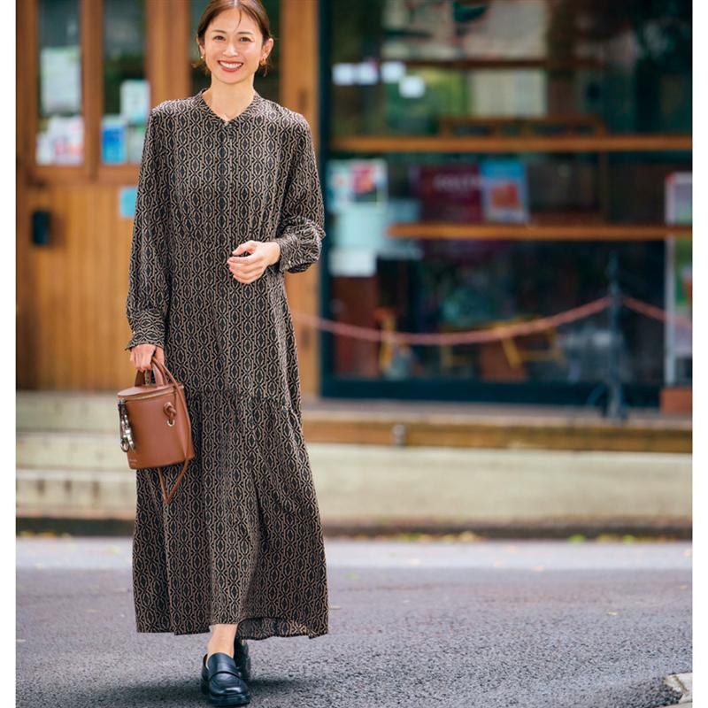 【ベルメゾン】プリントワンピース ◆ S M L LL ◆◇ レディース 女性 ワンピース ワンピ ロングワンピース ロングワンピ ロング レディースワンピース ◇