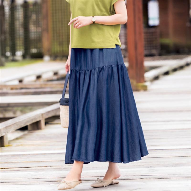 45rpm デニムフレアースカート(ミディ丈) 45rpm デニムフレアースカート(ミディ丈) wx-2021-235-01.jpg