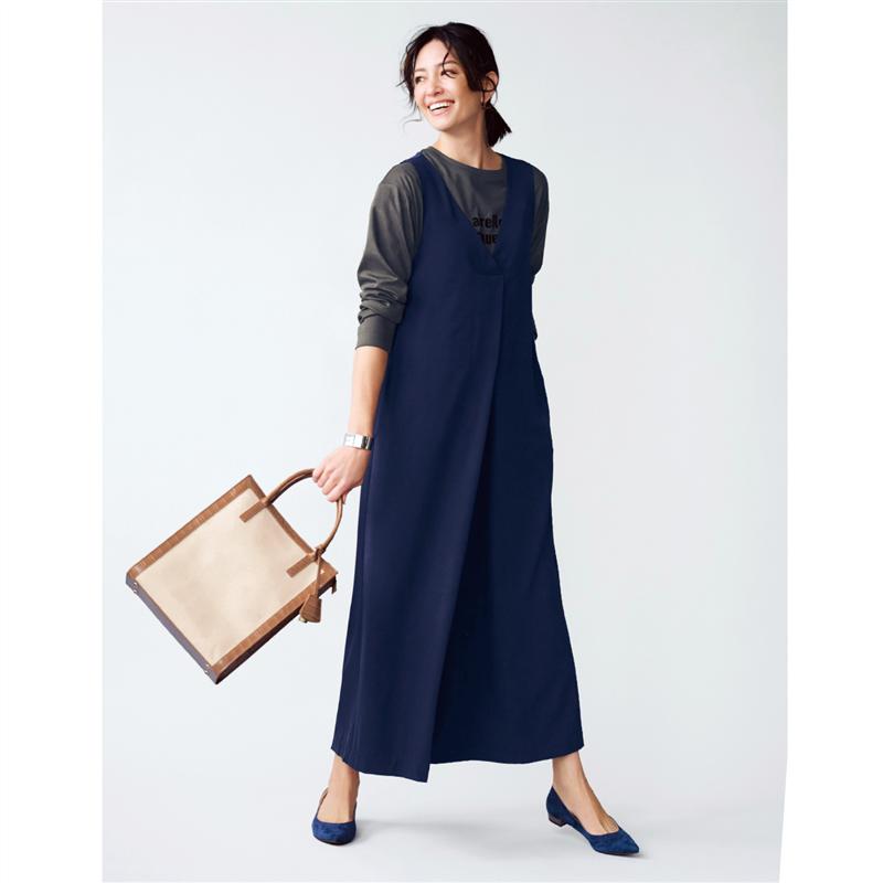 ベルメゾン スタイルノート StyleNote サロペット 「 ネイビー 」 ◆ S M L LL ◆ ◇ レディース 女性 ワンピース ワンピ ロングワンピース ロング レディースワンピース ◇