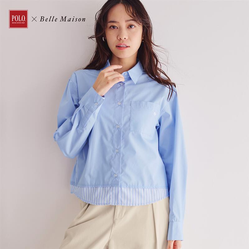 【ベルメゾン】 裾切替えクロップドシャツ ◆ S M L LL ◆◇ レディース 女性 トップス シャツ ブラウス レディーストップス レディースシャツ レディーストップス スタイルノート StyleNote ◇