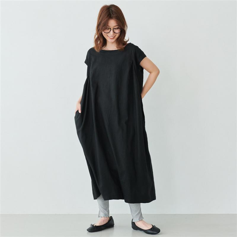 ベルメゾン ディージーワイ D G Y リネンレーヨン素材のフレンチ袖ワンピース ｍ ３ｌ アイボリー レディース 女性 ワンピース ワンピ ロング ワンピース ロング レディースワンピース 最大56 オフ