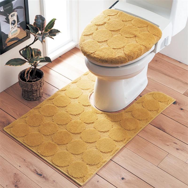 楽天市場 ベルメゾン サークル柄の抗菌防臭トイレマット フタカバー 単品 マスタード 標準マット フタカバーなし トイレ 便所 お手洗い おしゃれ 家具 インテリアのベルメゾン