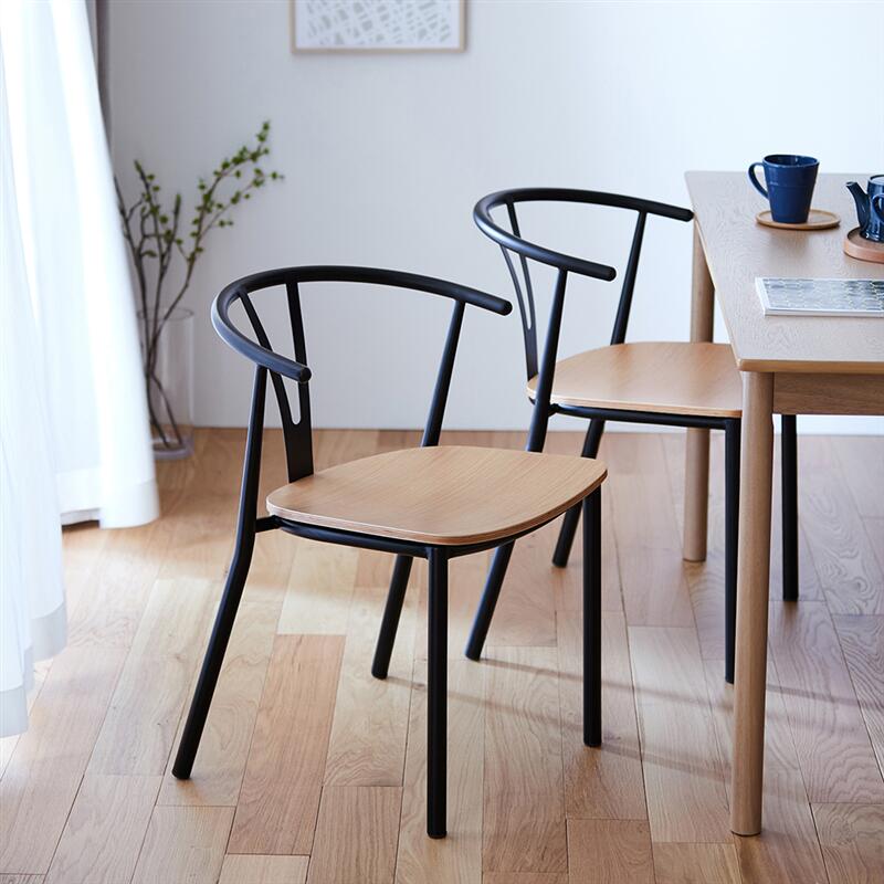 [完成品] スチール脚 ゆったり座面 ダイニングチェア | 2脚セット 幅53.5cm 奥行53.5cm 高さ71.5cm 座面高43cm | シンプル おしゃれ スタイリッシュ ミニマル チェア ダイニングスツール 新生活