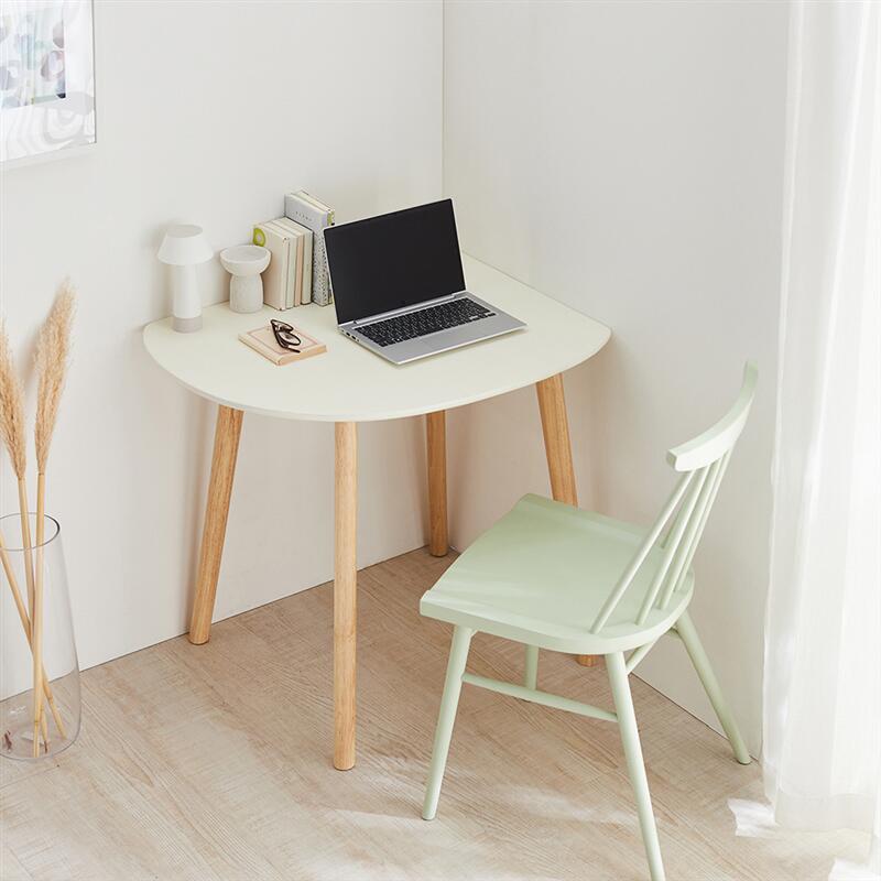 [完成品] 天然木 小さめサイズ 変形 デスク 兼 ダイニングテーブル | 幅80cm 奥行65cm 高さ72cm | ワンルームシリーズ ラバーウッド ウレタン樹脂塗装 シンプル おしゃれ スタイリッシュ 可愛い かわいい