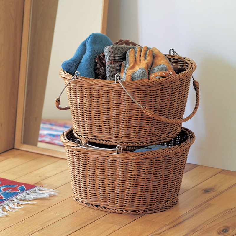 木製バスケット(大小2個セット) 楽天市場】ベルメゾン 引っ掛けられるラタンバスケット大小2個