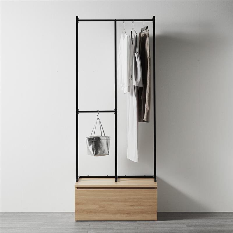ハンガーラック 収納ワゴン付き | 80 | 収納 収納用品 収納家具 洋服掛け バー バーハンガー ラック ハンガー掛け お仕度準備 荷物置き カバン置き バック掛け ハンガーかけ 新生活
