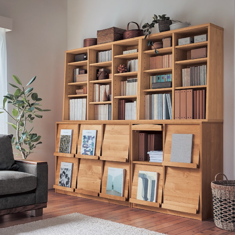 楽天市場】アルダー材 フラップ本棚 | Cタイプ :上置き付き 4枚扉 幅